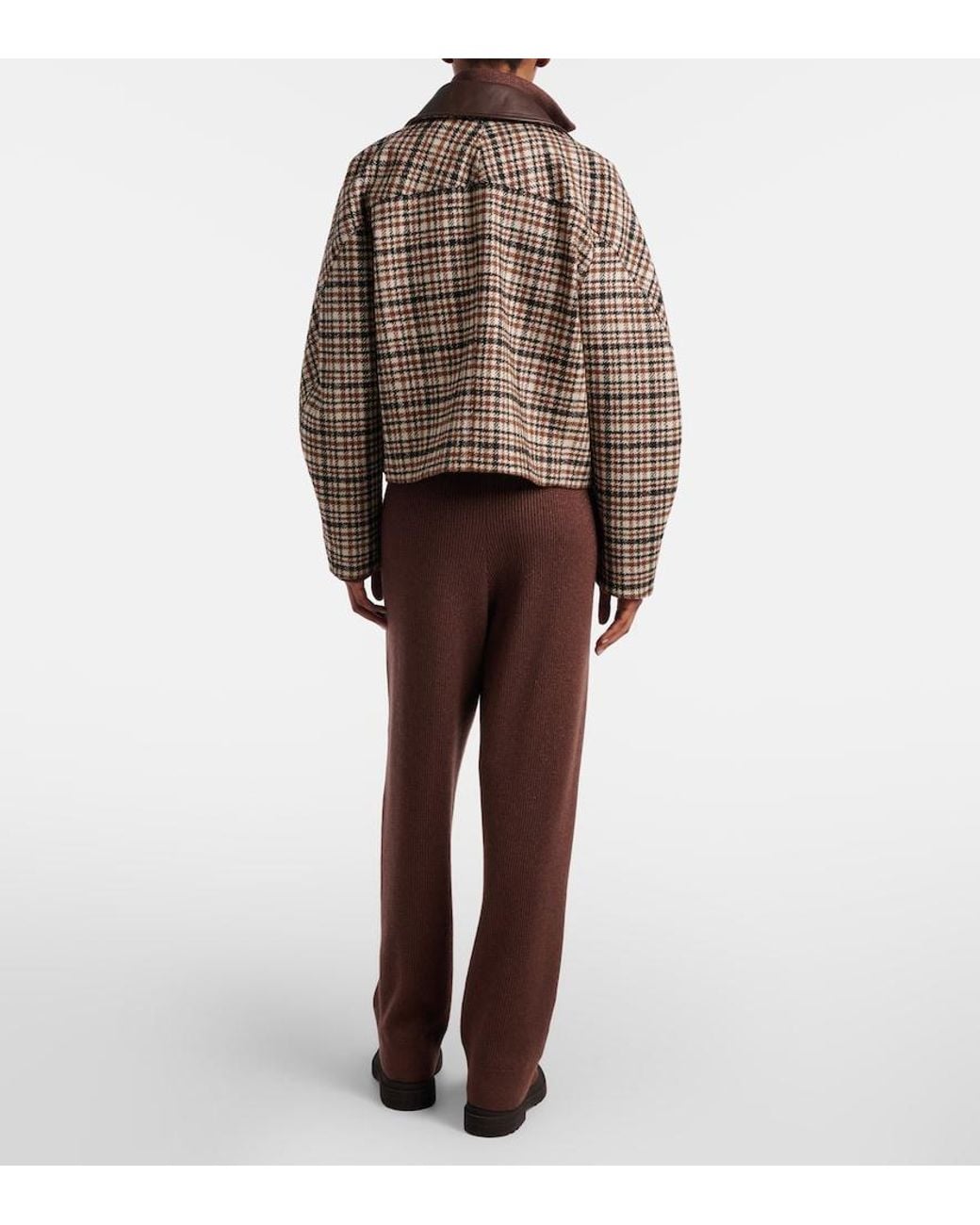 Brunello Cucinelli Brown Cashmere-Blend Straight Pants