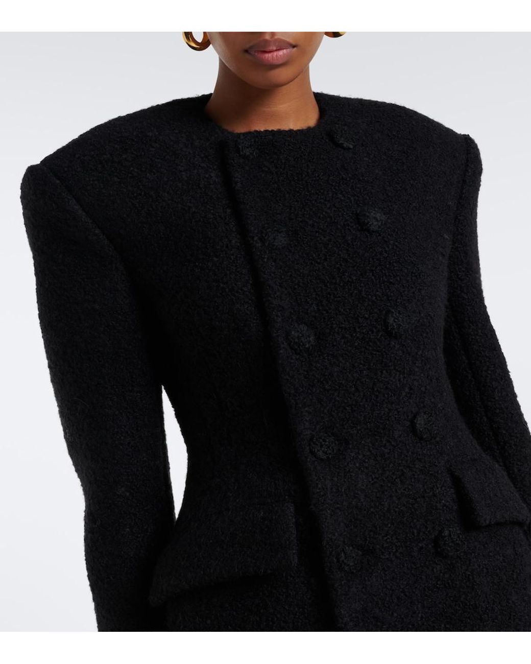 Wardrobe NYC Black Alpaca And Wool-Blend Boucle Blazer Dress