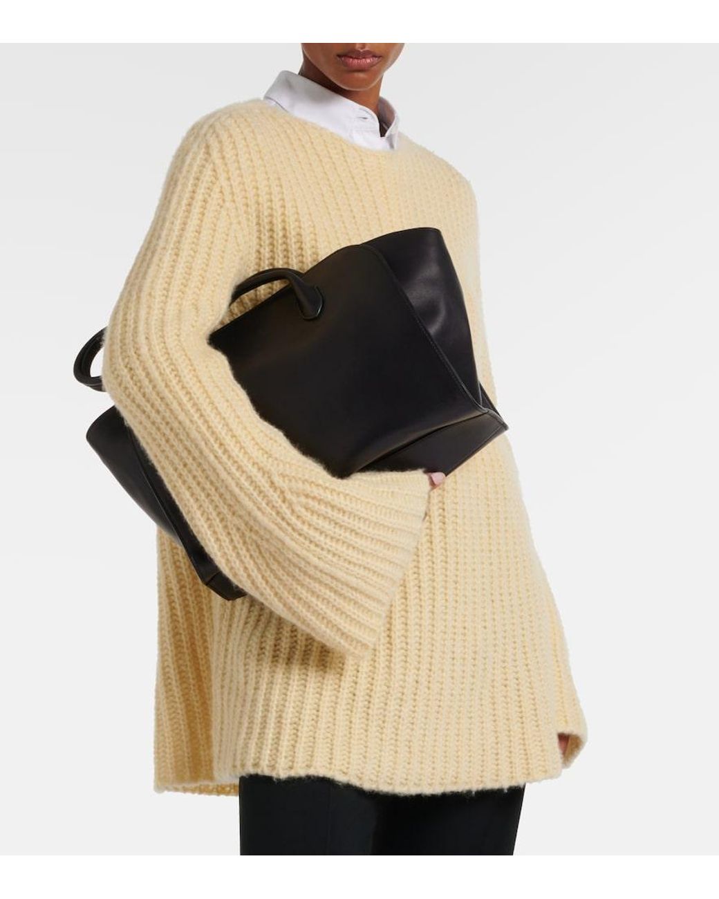 The Row Black Marlo 14 Leather Tote Bag
