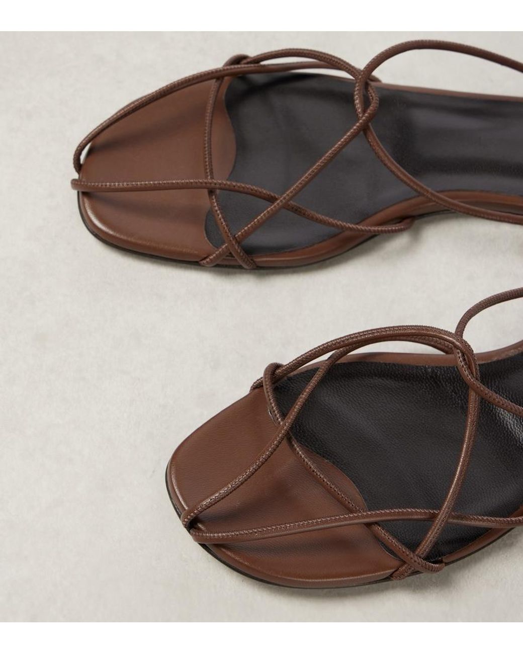 Khaite Brown Loulou Leather Sandals