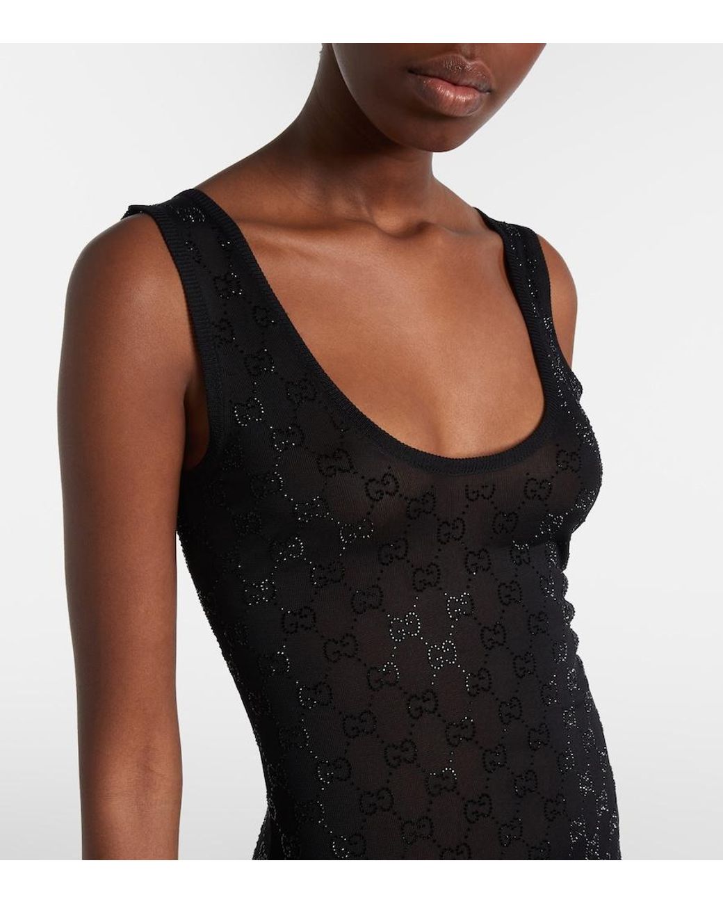 Gucci Black Gg Embellished Minidress