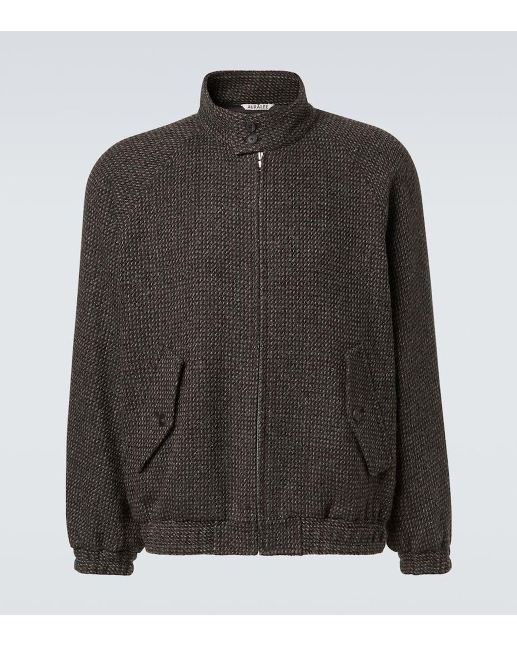 AURALEE Wool, Alpaca, And Silk Tweed Blouson Jacket in Black for