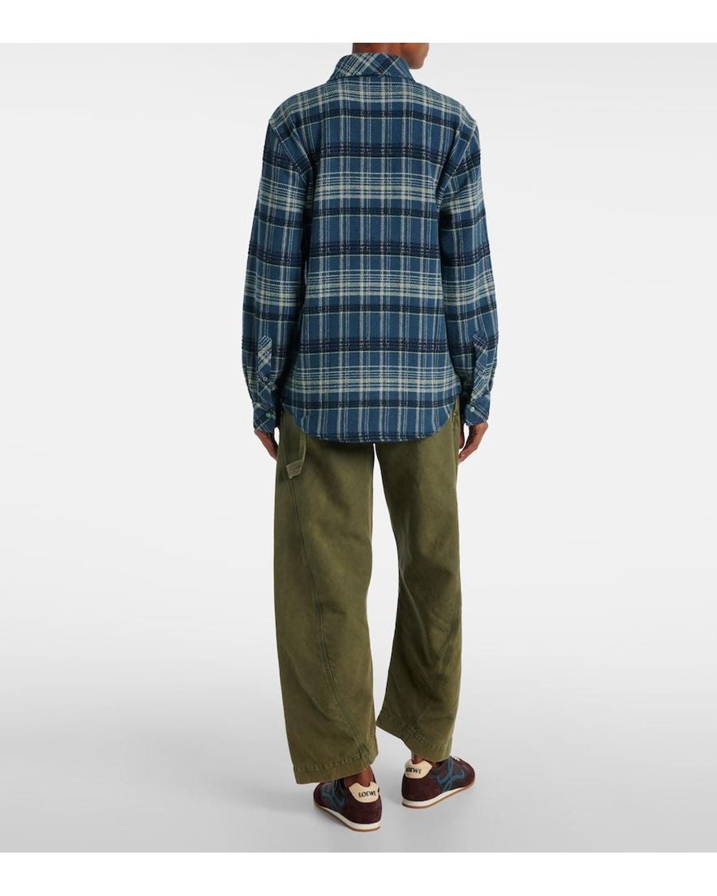God's True Cashmere Blue Checked Cashmere Shirt