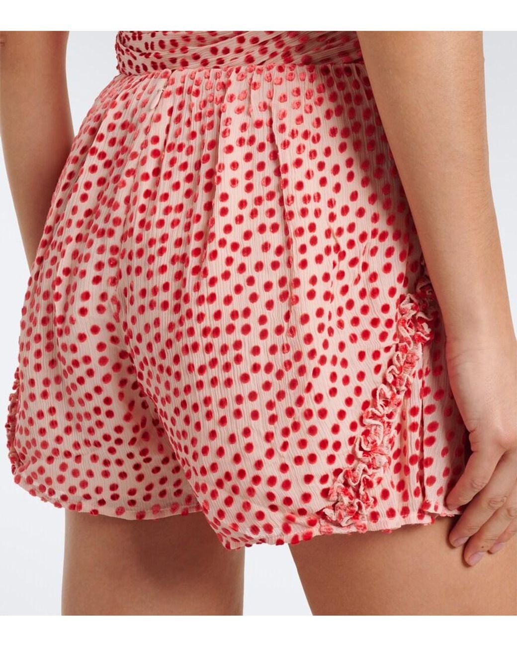 Posse Red Elise Polka-Dot Ruffled Shorts