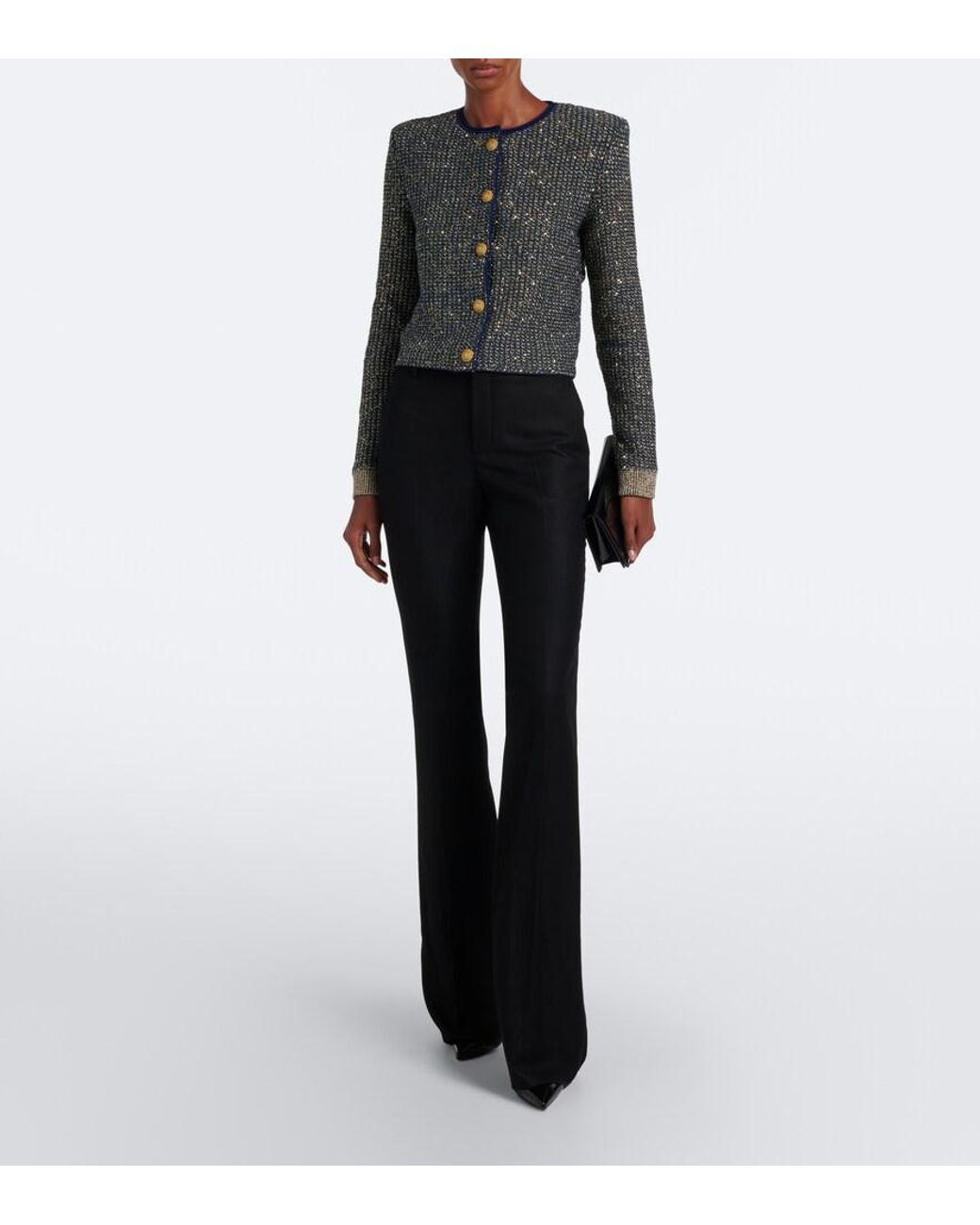 Balmain Blue Sequined Tweed Jacket