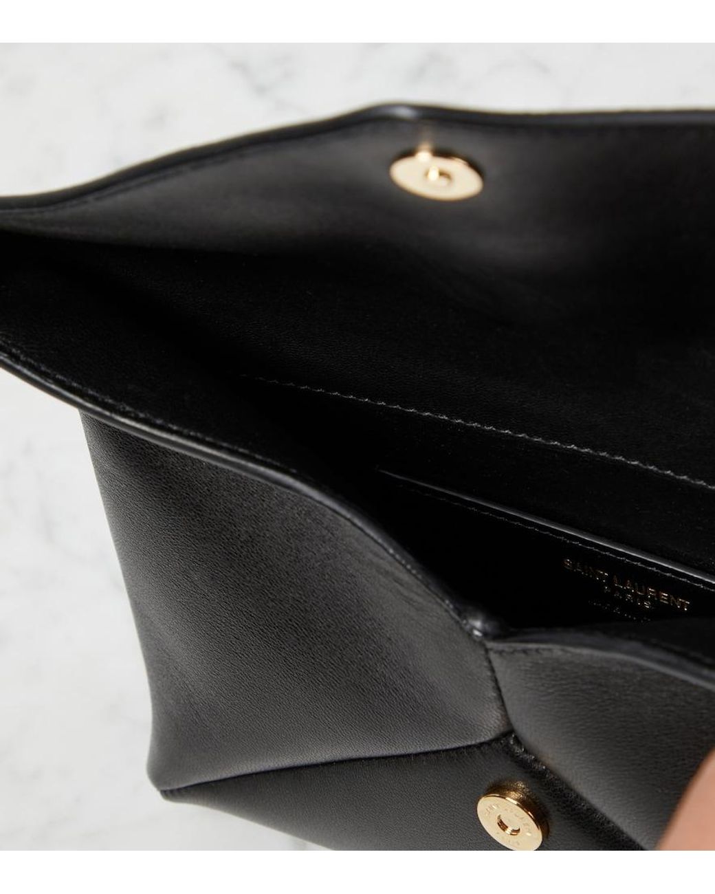Saint Laurent Black Cassandre Small Leather Pouch