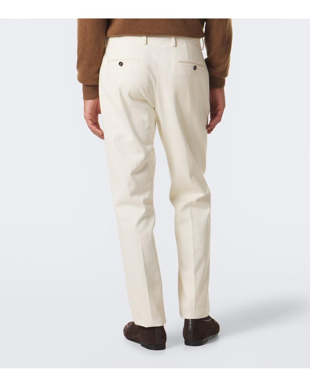 Zegna Natural Cotton And Cashmere Slim Pants for men