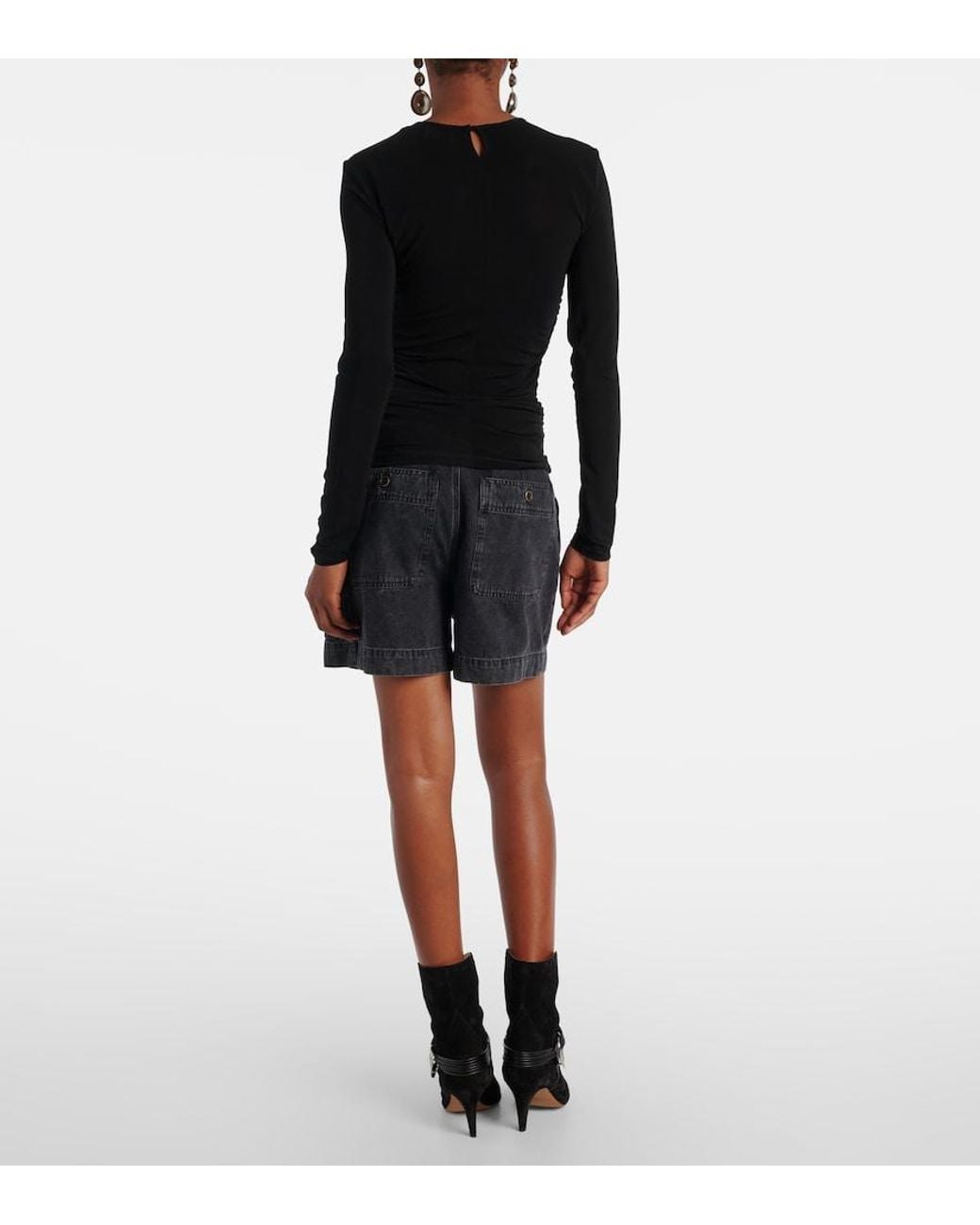 Isabel Marant Black Gladice Cutout Gathered Jersey Top