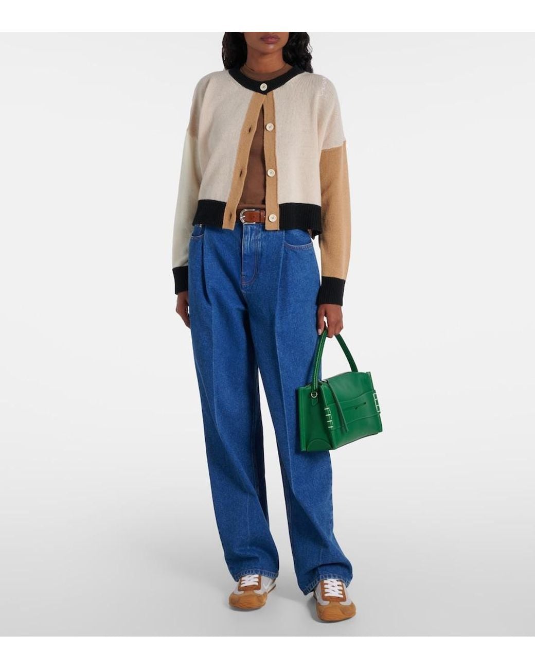 Marni White Colorblocked Cashmere Cardigan