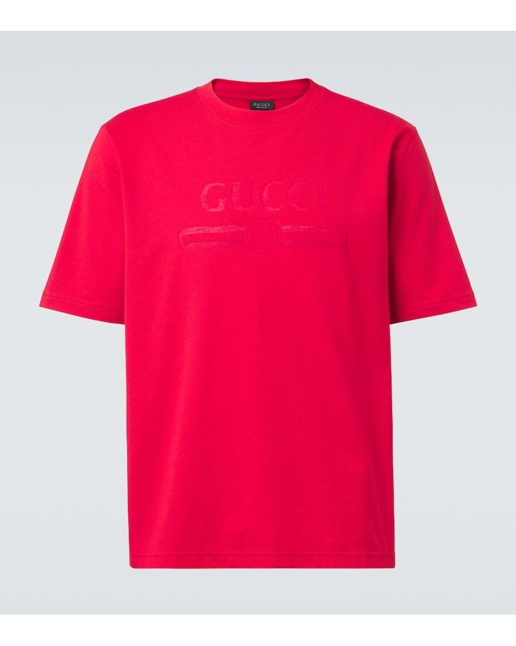 Gucci Pink Logo Cotton-Blend Jersey T-Shirt for men