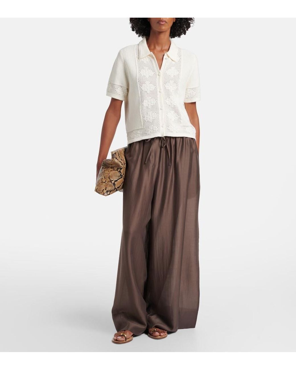 Velvet White Rosemond Open-Knit Cotton And Cashmere Top