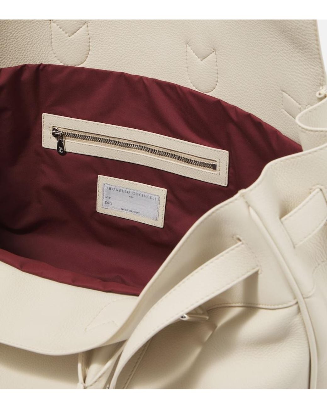 Brunello Cucinelli Natural Logo Leather Duffel Bag for men