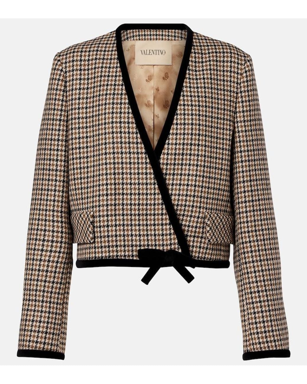 Valentino Garavani Brown Houndstooth Virgin Wool Jacket