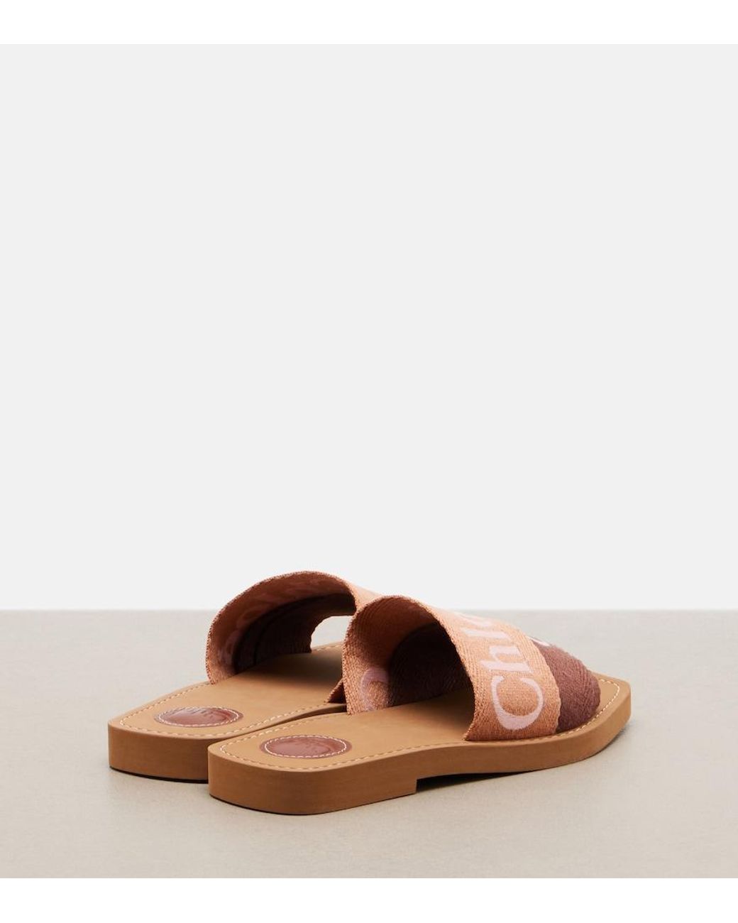 Chloé Pink Woody Canvas Slides