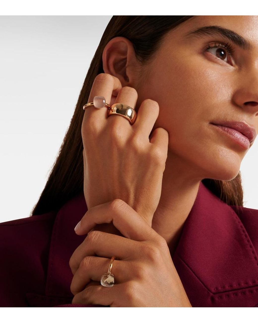 Pomellato White Nudo 18kt Gold Ring With Rose Quartz