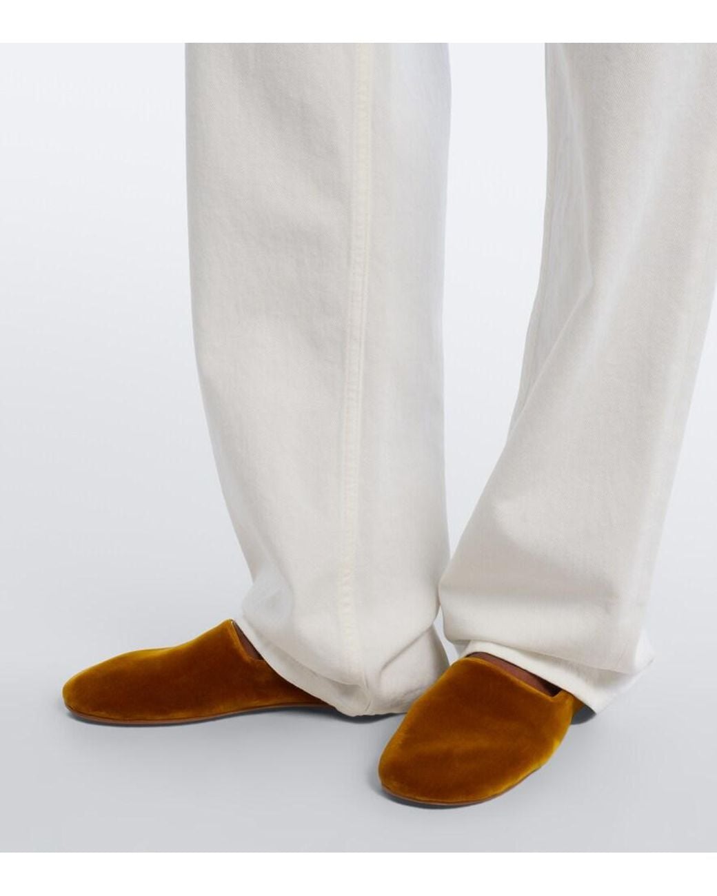 The Row Yellow Ponti Velvet Slip-On Shoes