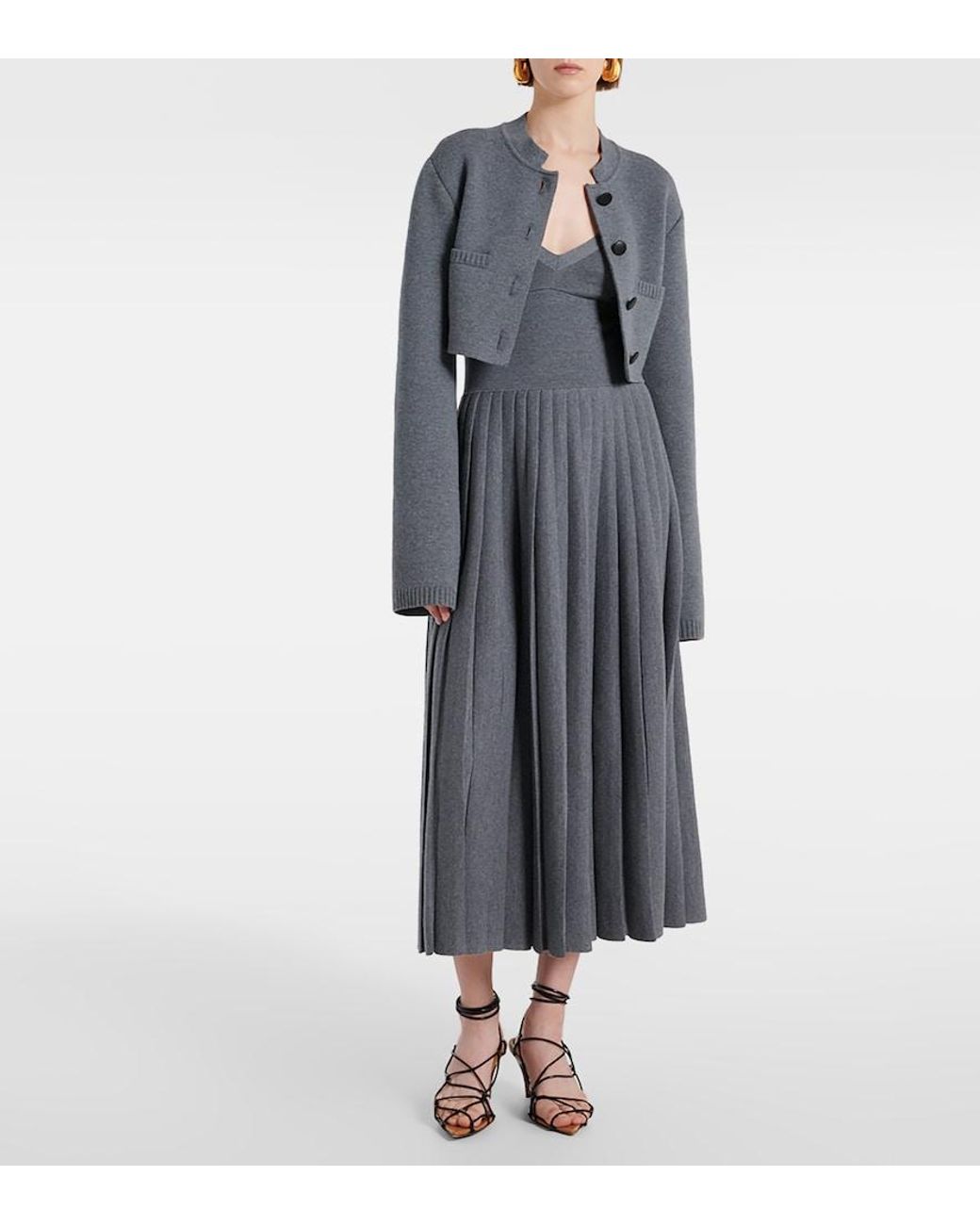 Khaite Gray Ello Cropped Wool-Blend Jacket
