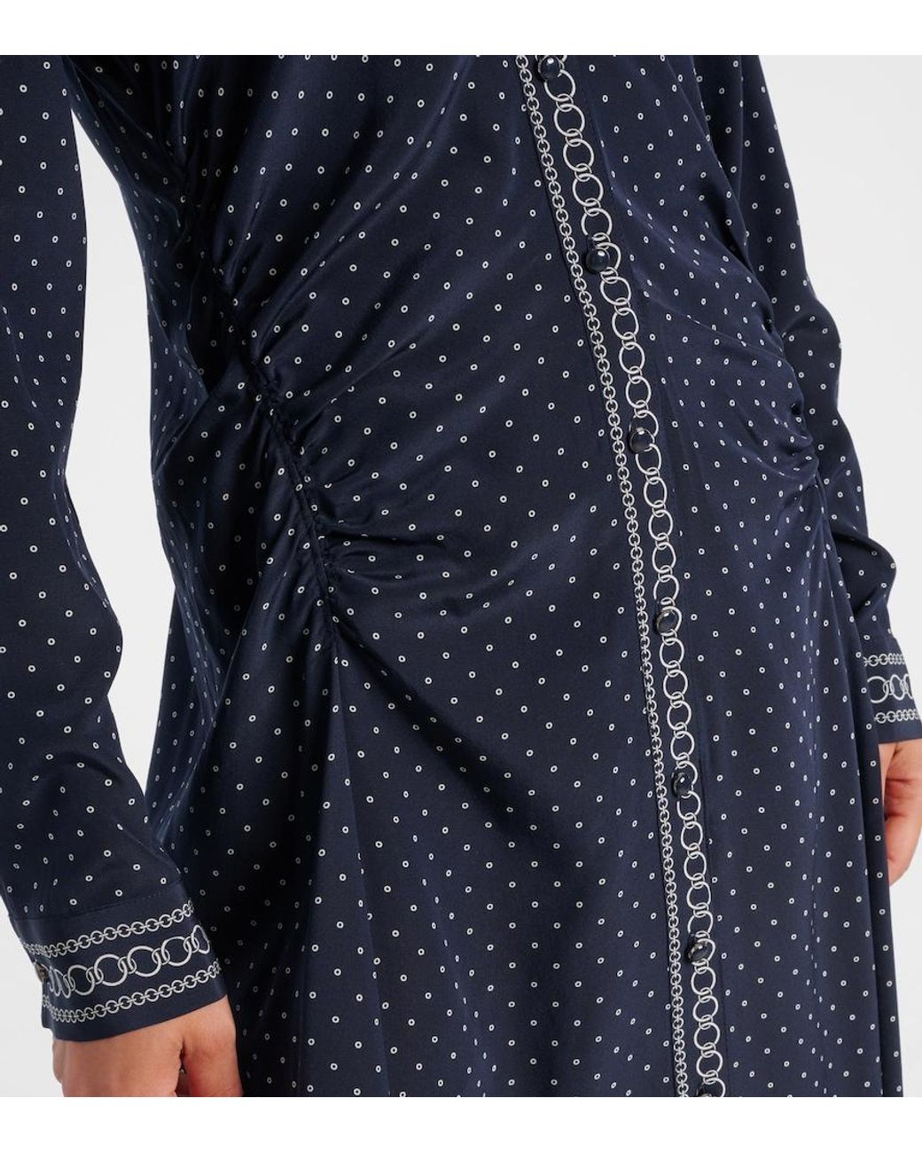 Veronica Beard Blue Lex Polka-Dot Silk-Blend Shirt Dress