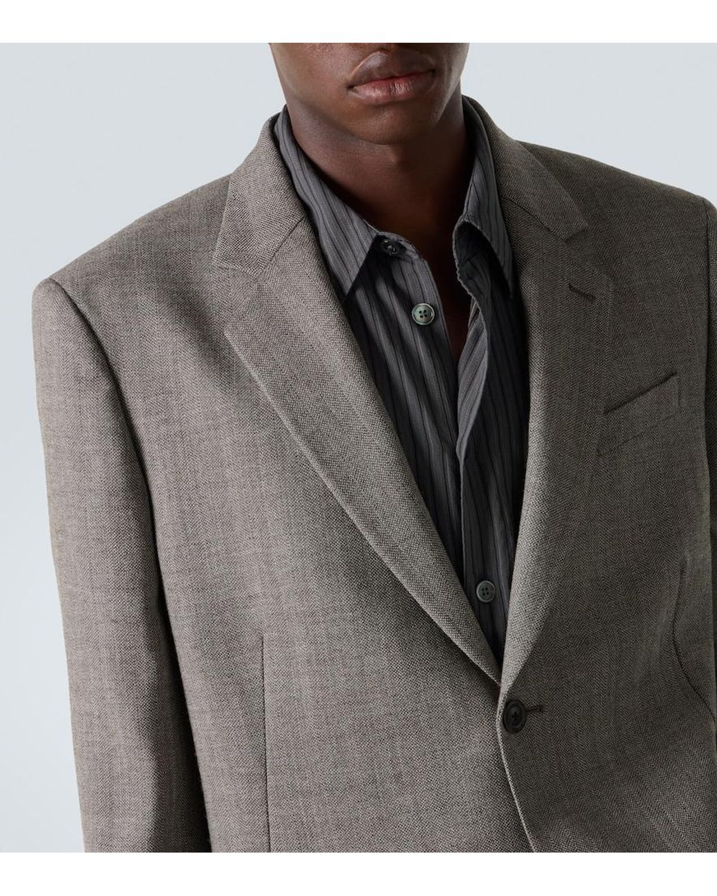 Our Legacy Gray Ceremony Herringbone Virgin Wool Blazer for men