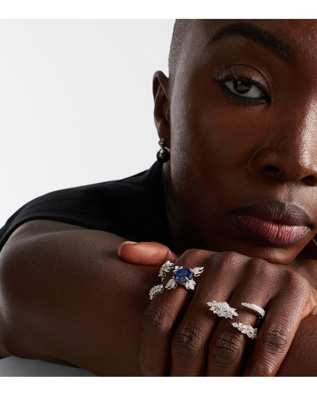 YEPREM Blue Reign Supreme 18Kt Ring With Diamonds And Sapphire