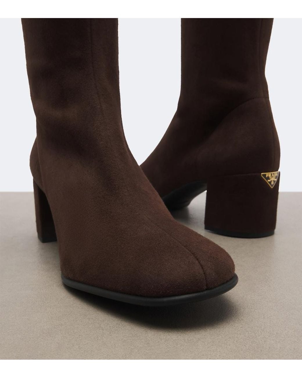 Prada Brown Suede Knee-High Boots
