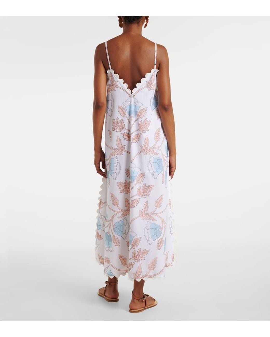 Juliet Dunn White Printed Cotton Slip Dress