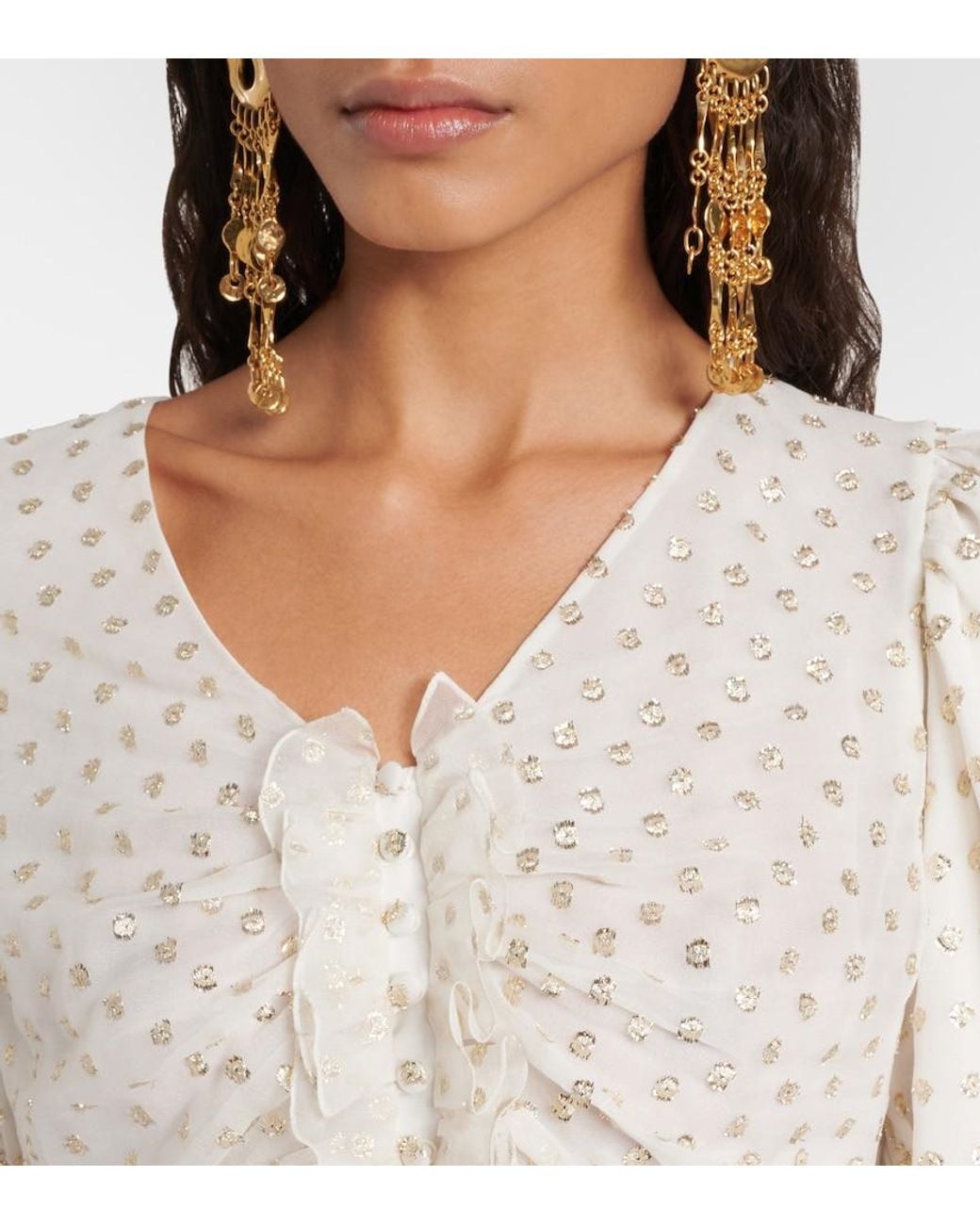Chloé White Jacquard Silk-Blend Muslin Crop Top