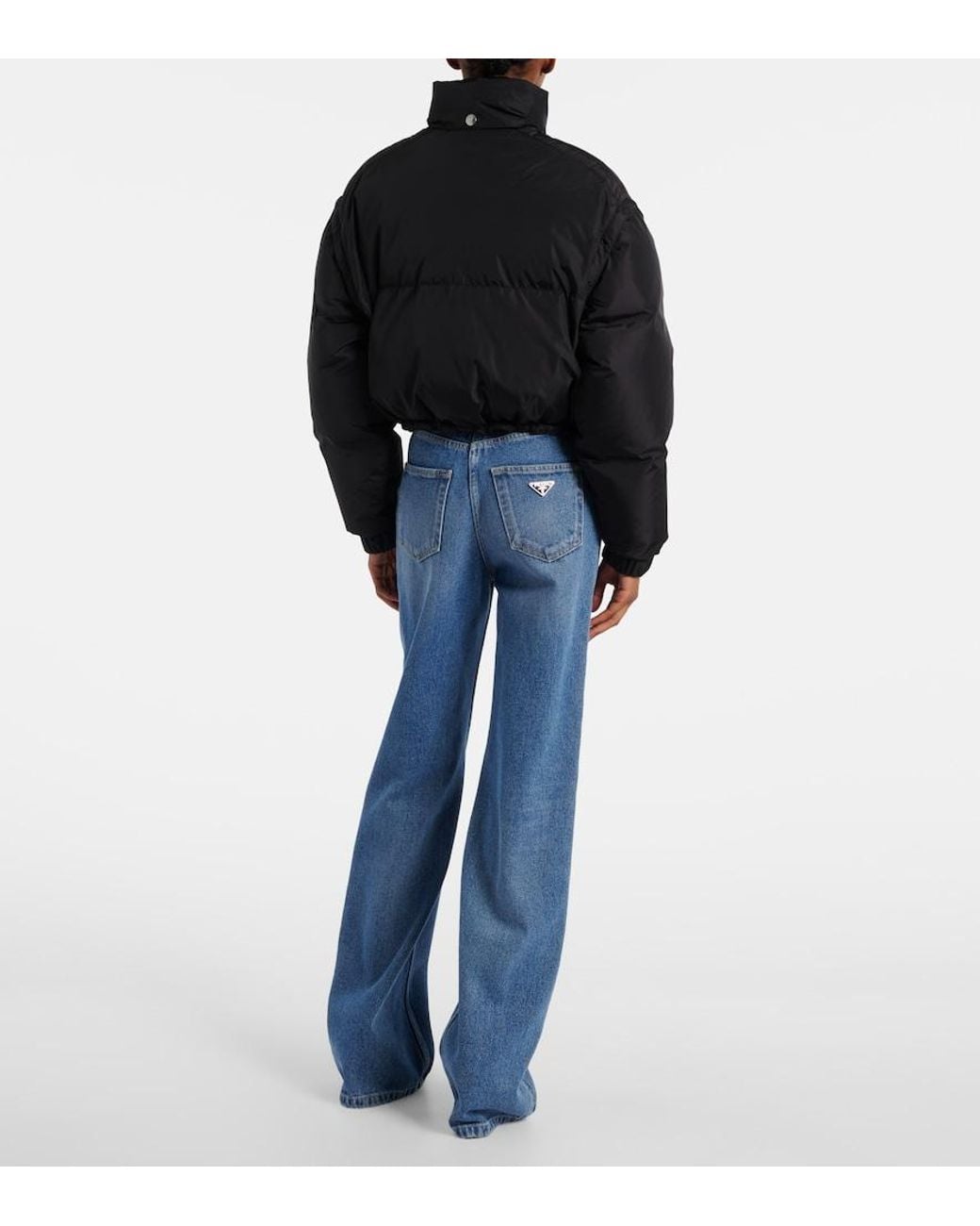 Prada Black Re-Nylon Cropped Down Jacket