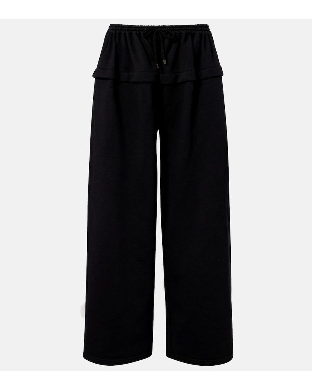 Alaïa Black Wide-Leg Cotton Sweatpants