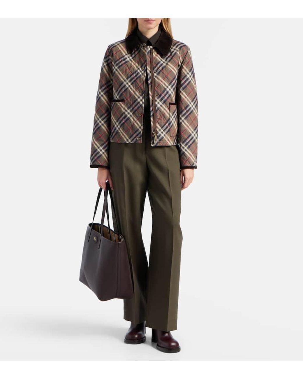 Burberry Brown Reversible Check Medium Leather Tote Bag