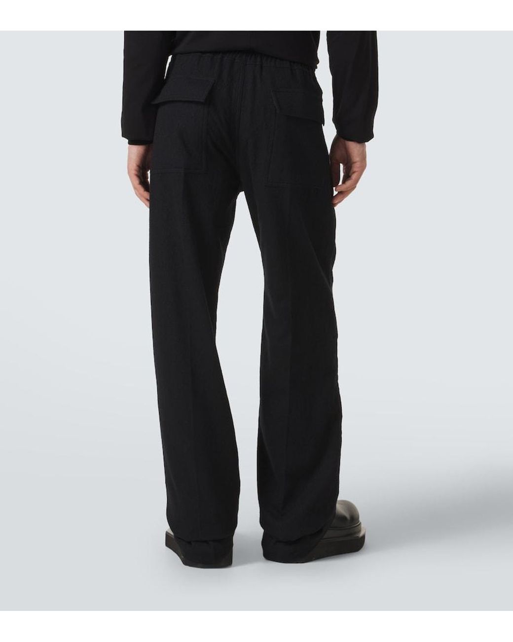 Rick Owens Blue Dietrich Cotton And Wool Wide-Leg Pants for men