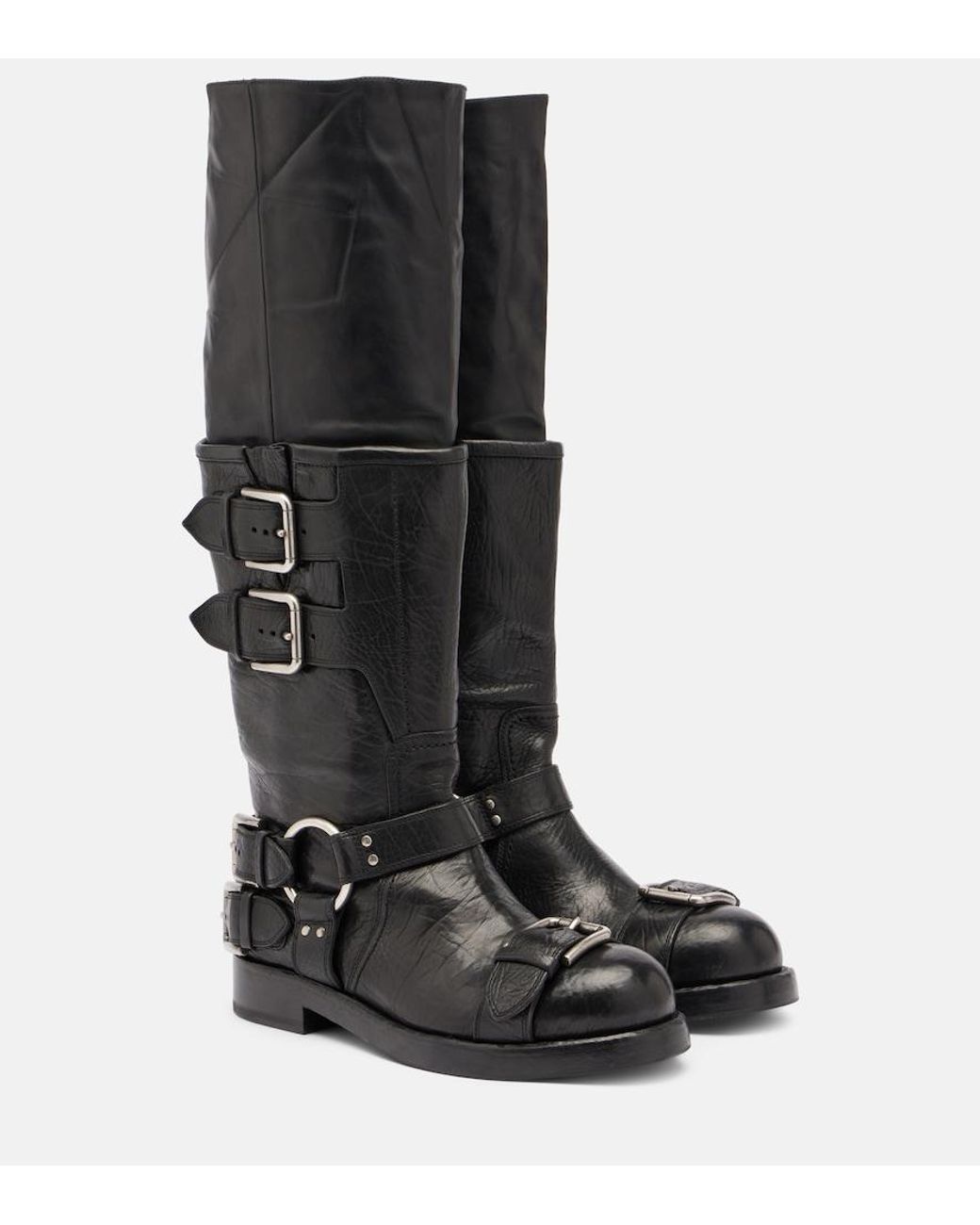 Dolce & Gabbana Black Leather Knee-High Boots