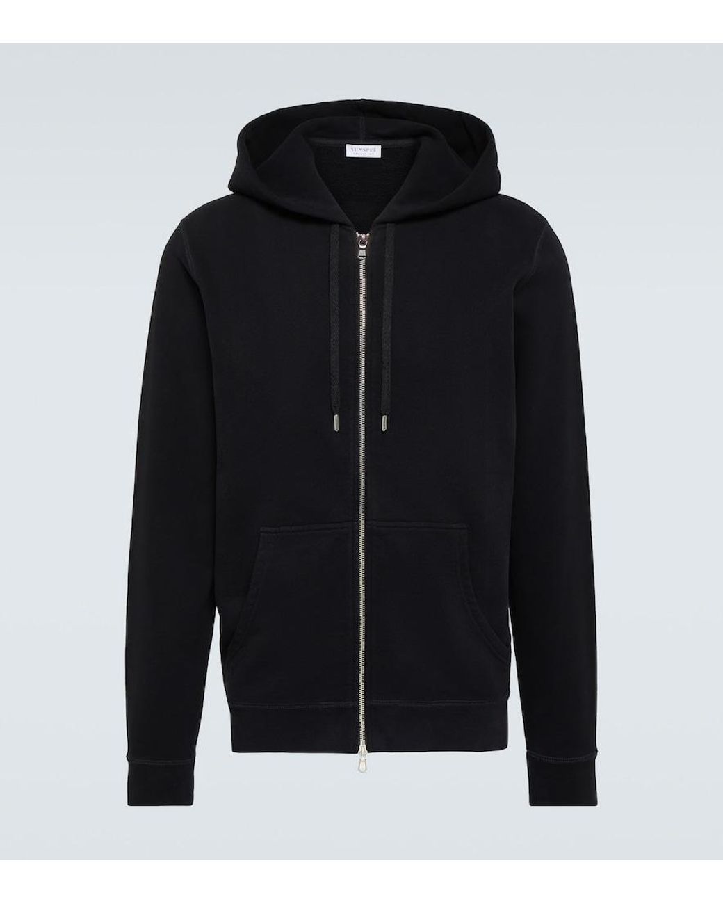 Sunspel Black Loopback Cotton Hoodie for men