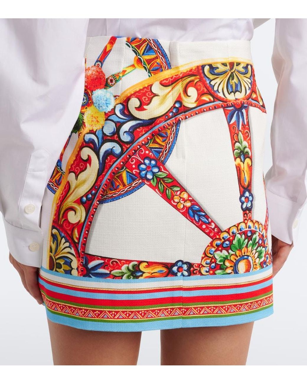 Dolce & Gabbana Red Carretto Cotton Miniskirt