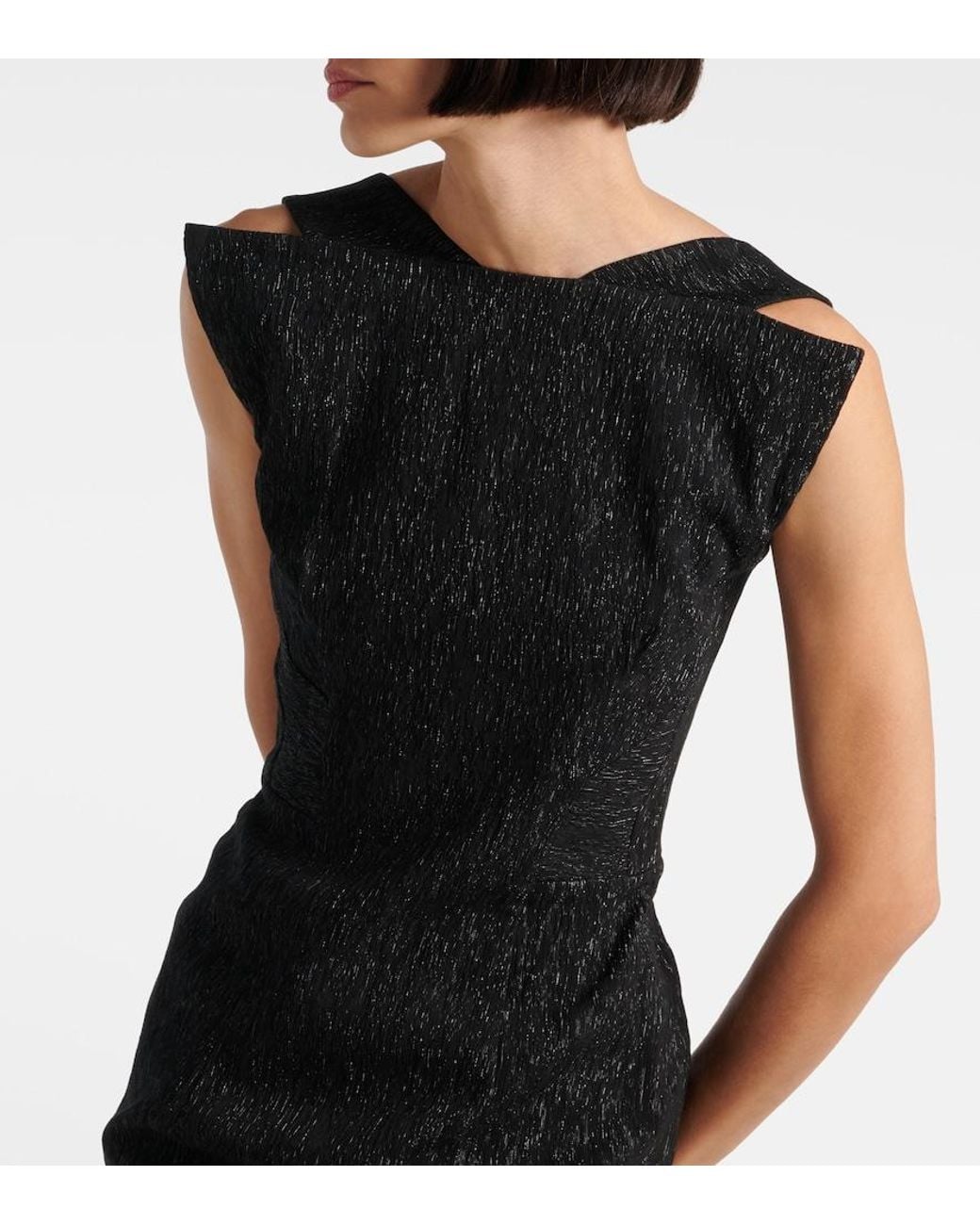 Maticevski Black Singular Open-Back Lame Cocktail Dress