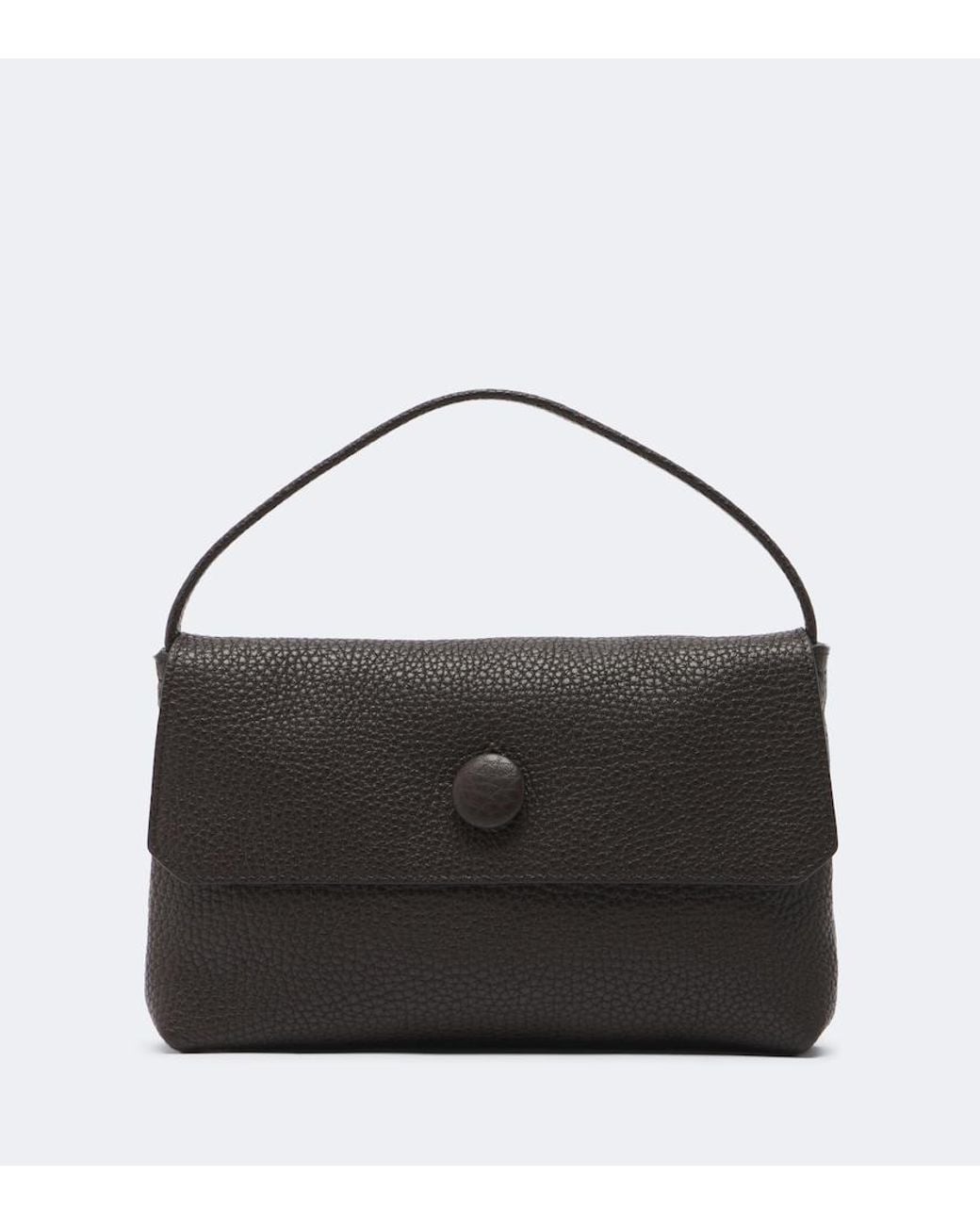 The Row Black Sally Leather Top-Handle Bag
