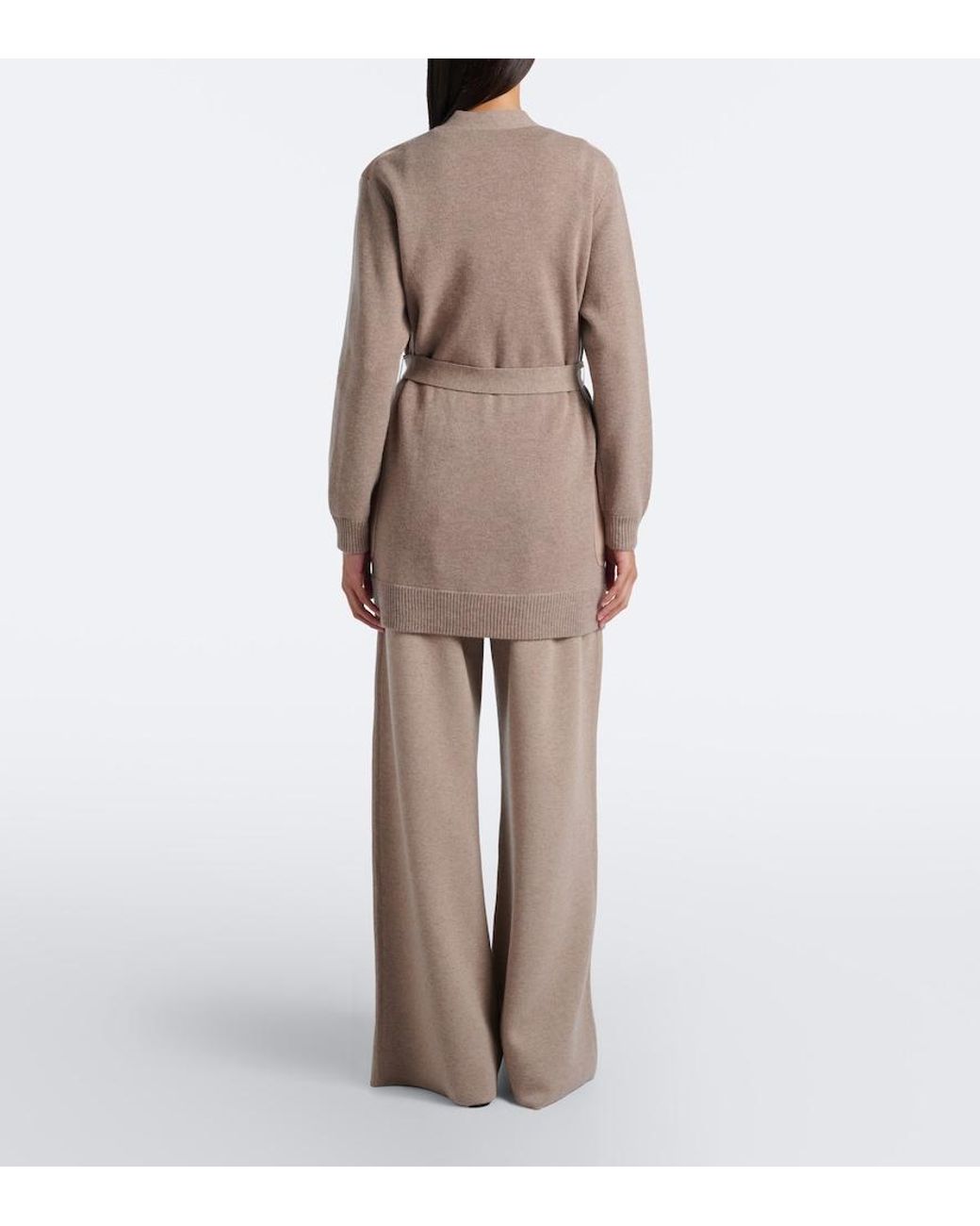 Max Mara Natural Pleated Wool And Cashmere Wide-Leg Pants