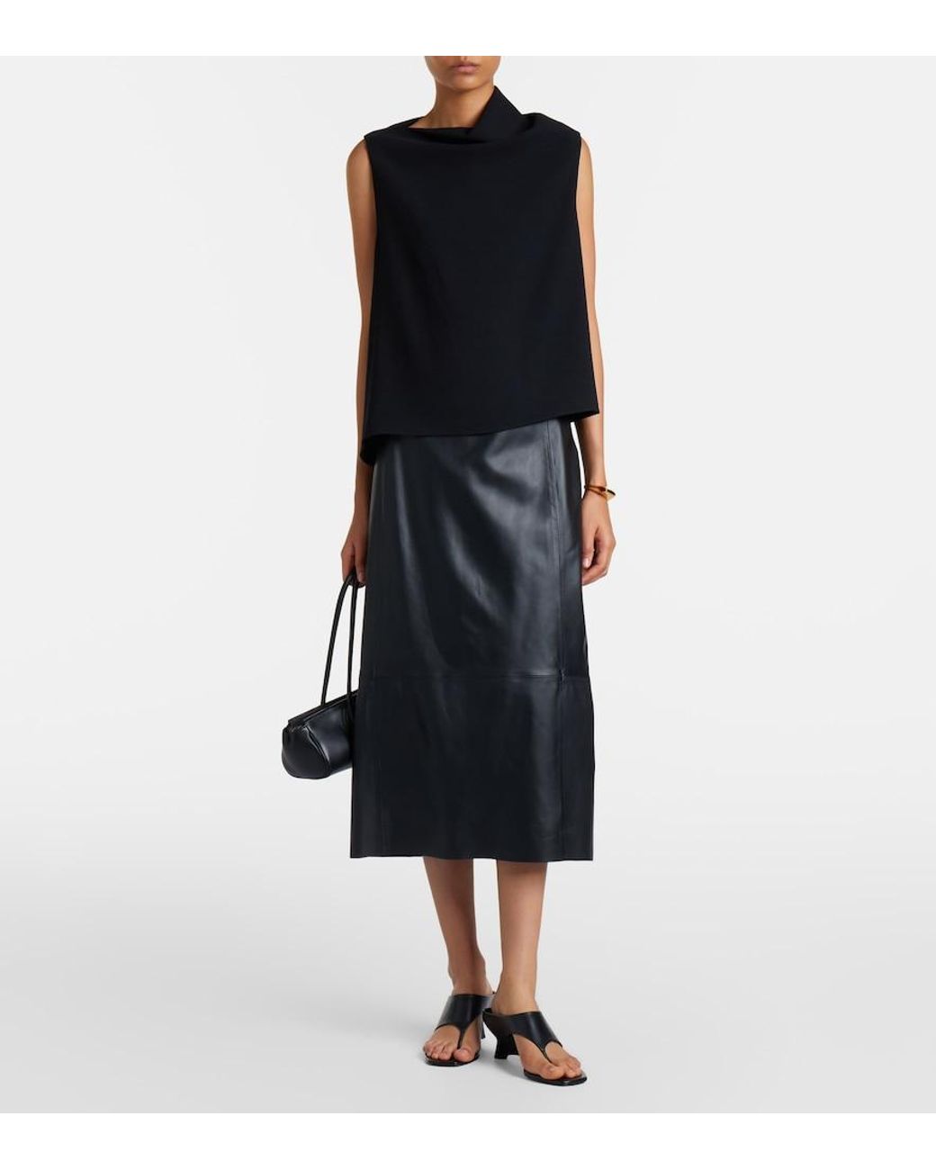 Vince Black Draped Asymmetric Crepe Top