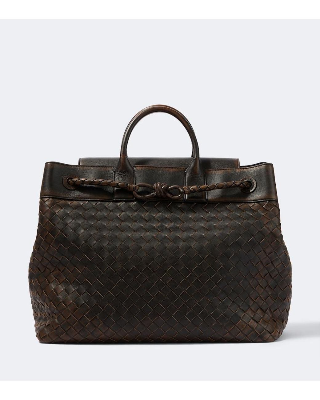 Bottega Veneta Black Andiamo Voyager Intrecciato Leather Tote Bag for men