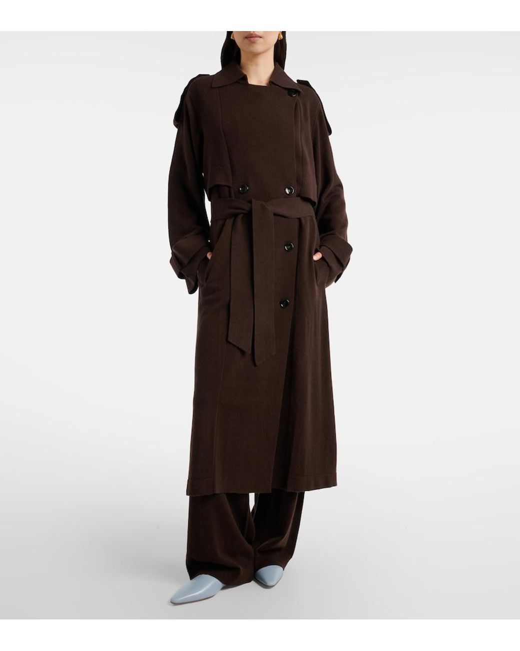 Jardin Des Orangers Brown Wool And Cashmere Trench Coat