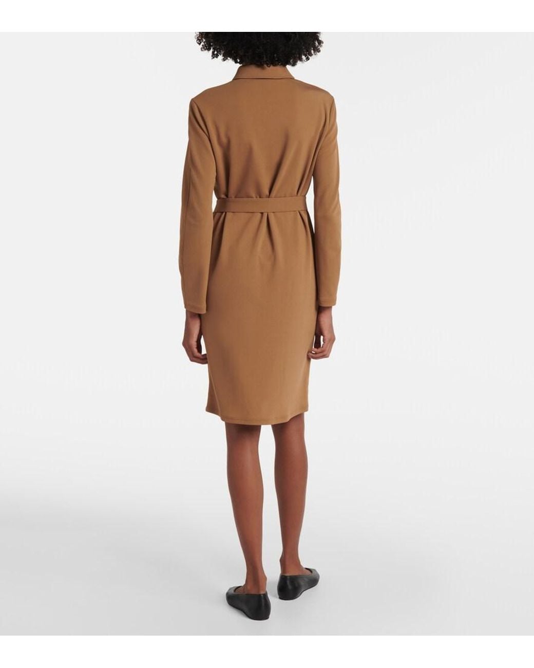 Max Mara Brown Dorema Belted Jersey Minidress