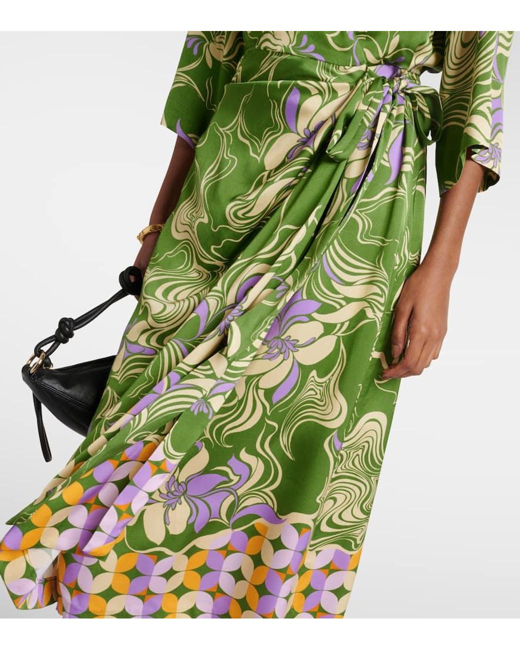 存在感絶大【Dries Van Noten】Printed satin midi dress Dries Van Noten Printed Satin Midi Dress in Pink | Lyst