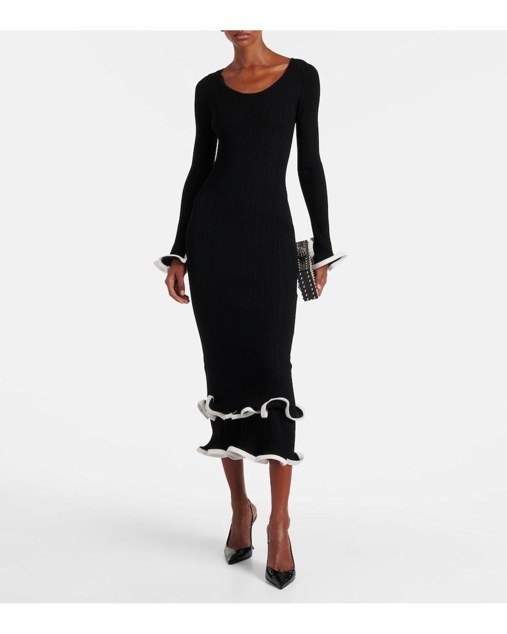 Jonathan Simkhai Black Solani Ribbed-Knit Midi Dress