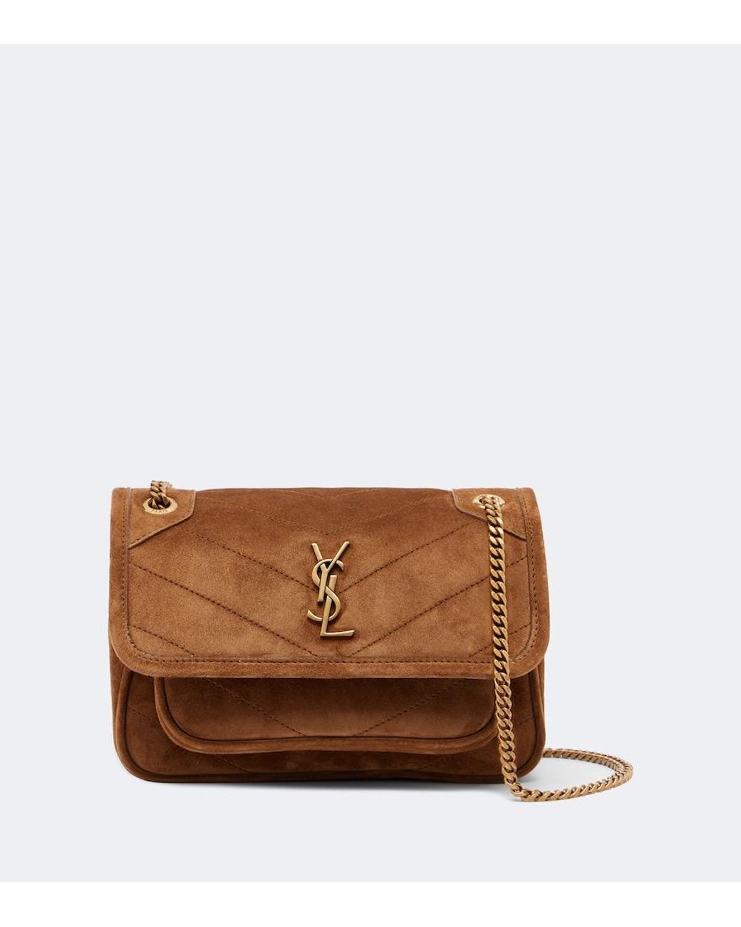 Saint Laurent Brown Niki Mini Suede Shoulder Bag