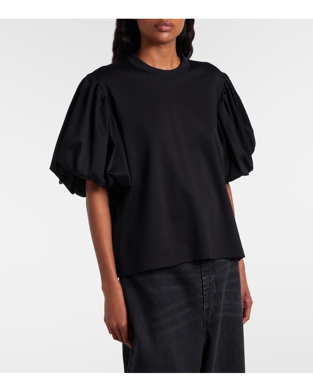Noir Kei Ninomiya Black Puff-Sleeve Cotton Jersey T-Shirt