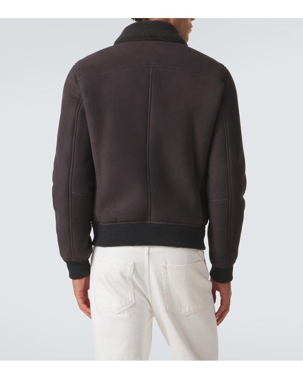 Eleventy Black Shearling-Lined Suede Jacket for men