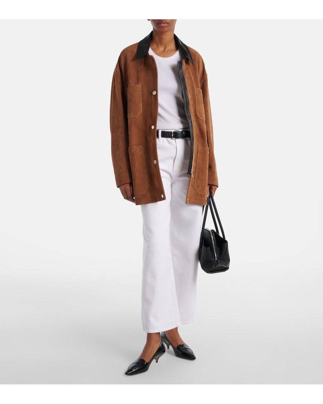 Agolde White Harper Crop Mid-Rise Wide-Leg Jeans