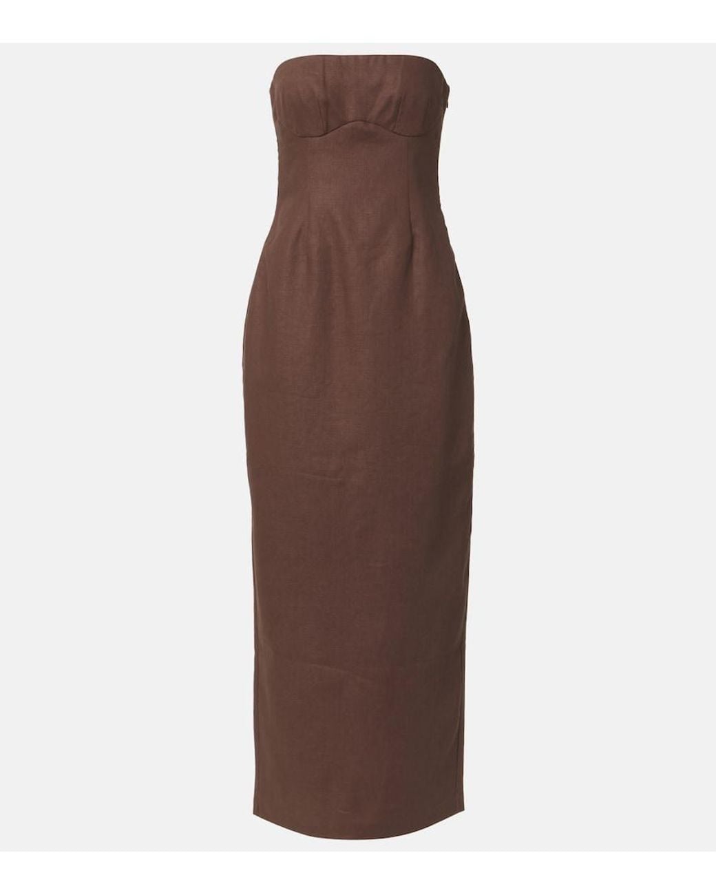 Sir Brown Evalita Linen Bustier Maxi Dress