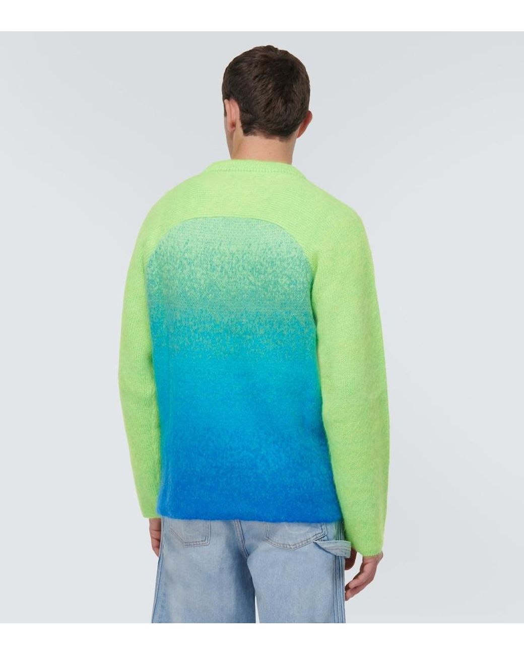 ERL Blue Knitted Mohair-Blend Sweater for men