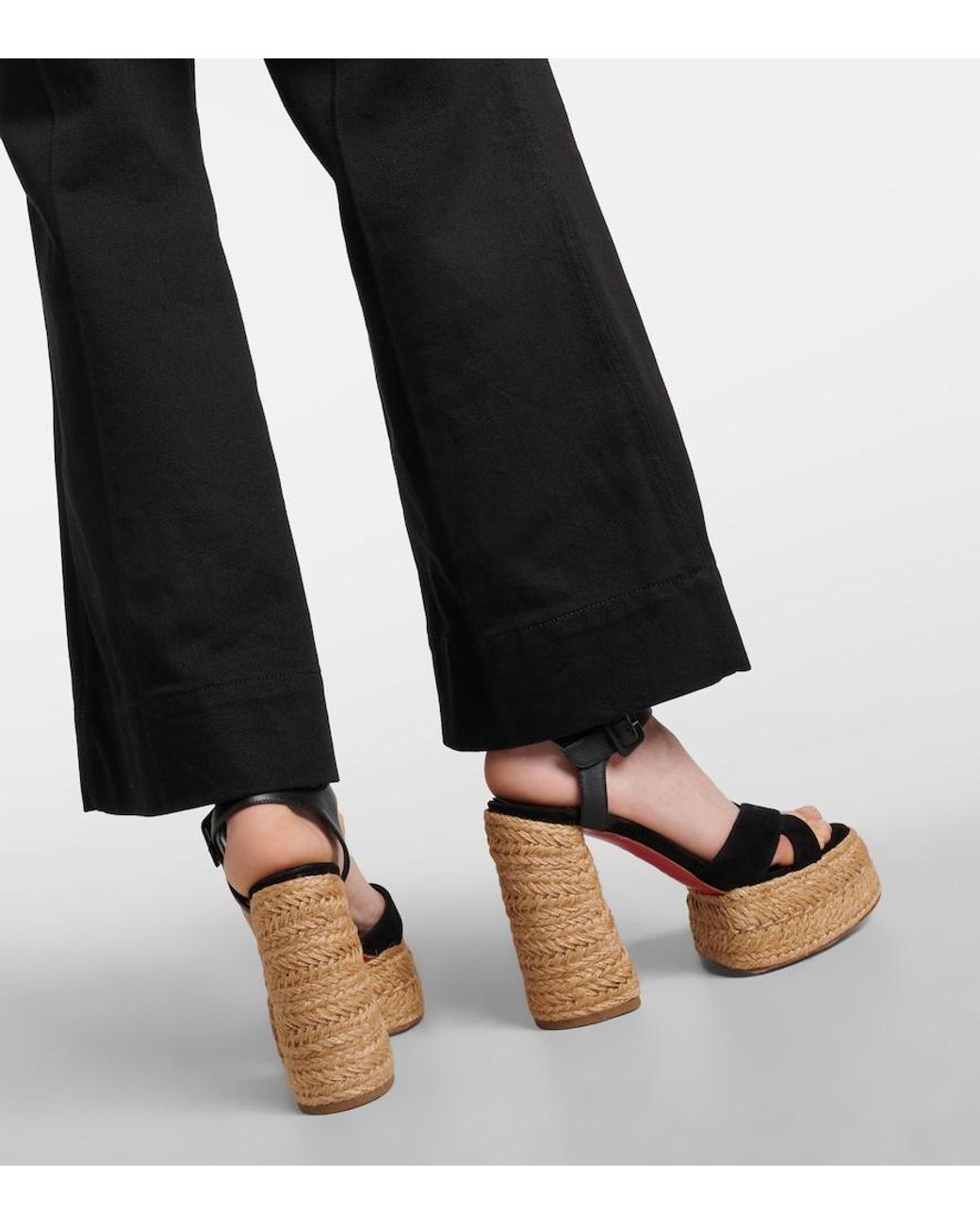 Christian Louboutin Black Super Calakala 130 Suede Espadrille Sandals